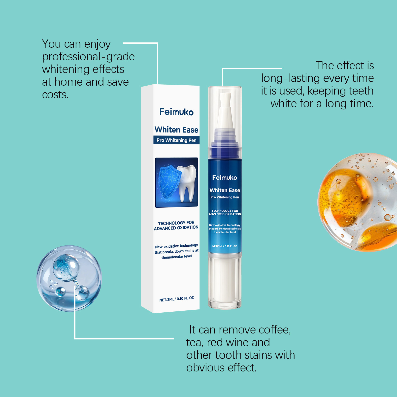 Caneta Clareadora Feimuko 3mL  - Teeth Whitening Pens avaliação e preço